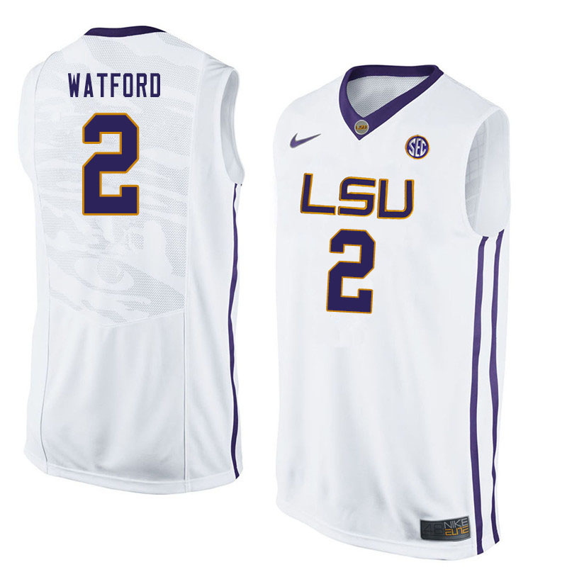 Men #2 Trendon Watford LSU Tigers College Basketball Jersyes Sale-White - Click Image to Close